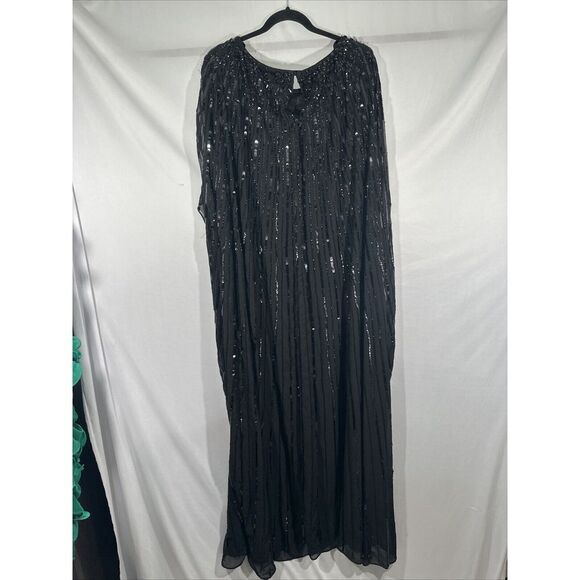 NWT‎ $798 Mac Duggal [ 16 ] 93869 Beaded Embellished Column Cape Gown Black - Picture 13 of 16